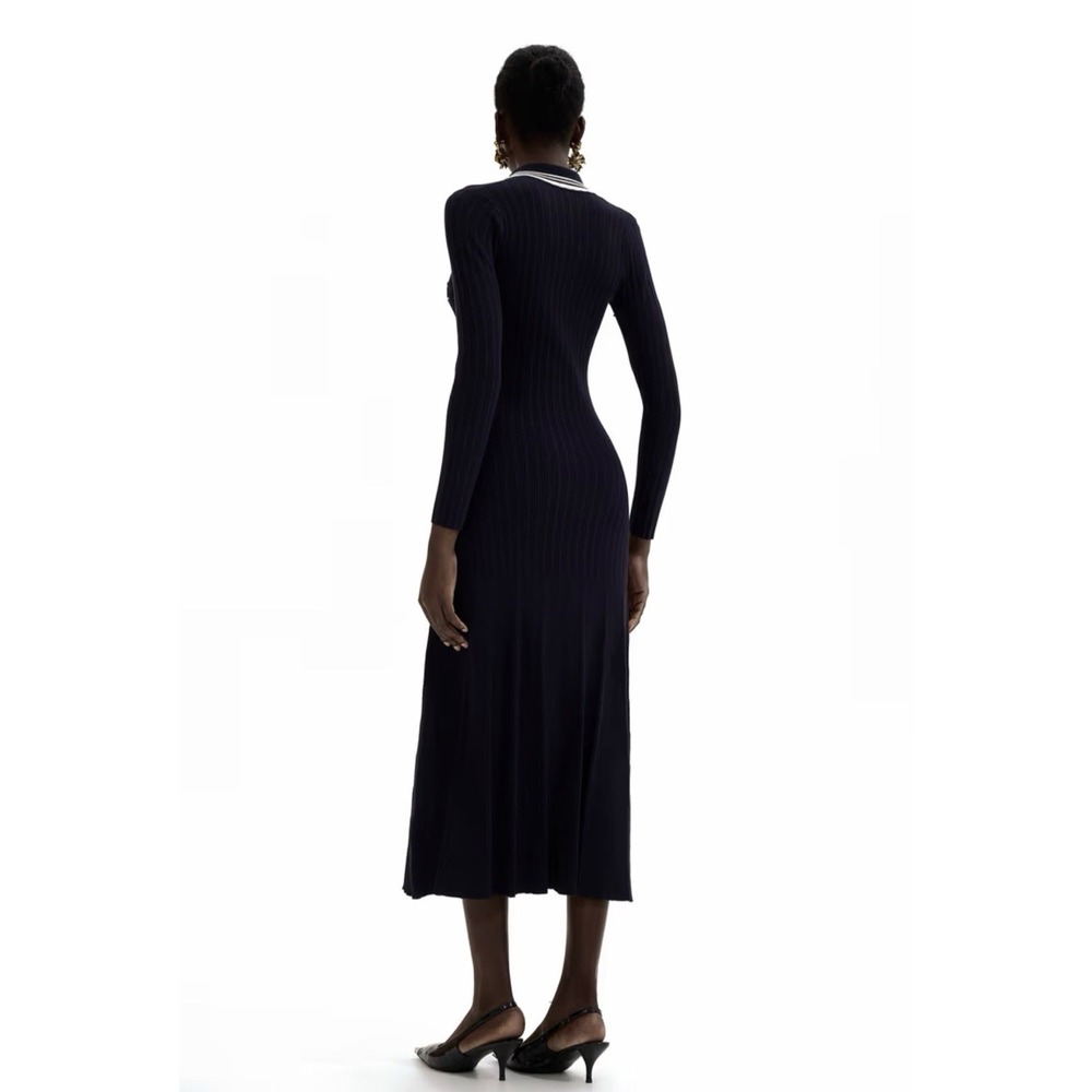 Sandro Alexandrine Long Sleeve Ribbed Mini Sweater Dress Sz 4 Old Money Preppy - Picture 5 of 16